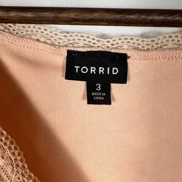 Torrid Womens Faux Wrap Lace Dress‎ Plus Size 3X Pink Feminine Floral Summer - Picture 5 of 8